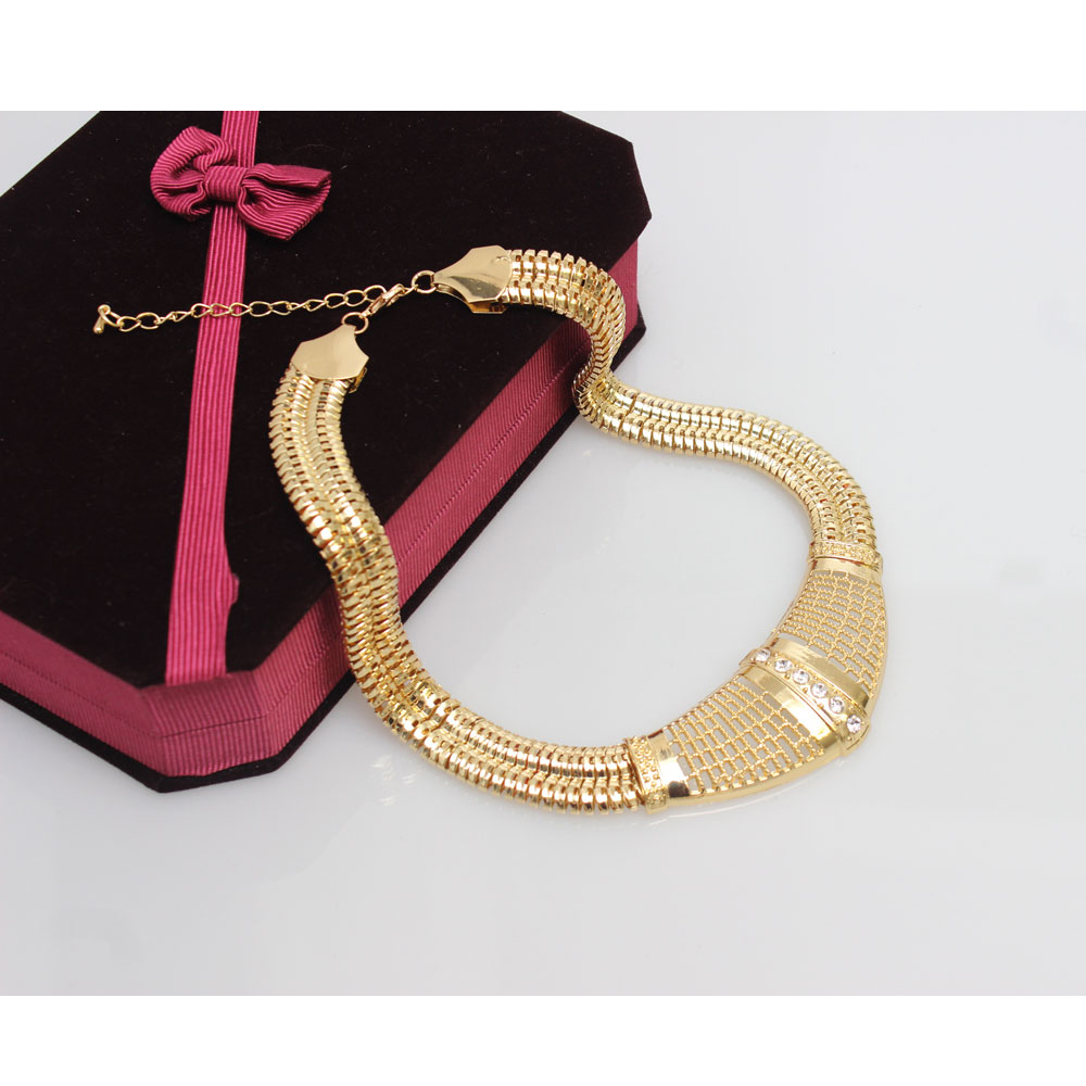 Gold Color Dubai African White Crystal Necklace Bracelet Earring Ring Wedding/Bride Jewelry Set