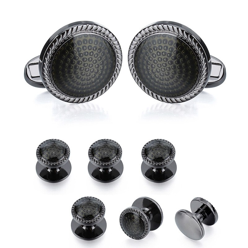 HAWSON Trendy Cufflinks and Tuxedo Studs Set for Men Round Enamel Business Wedding for Men 4 Colors Available