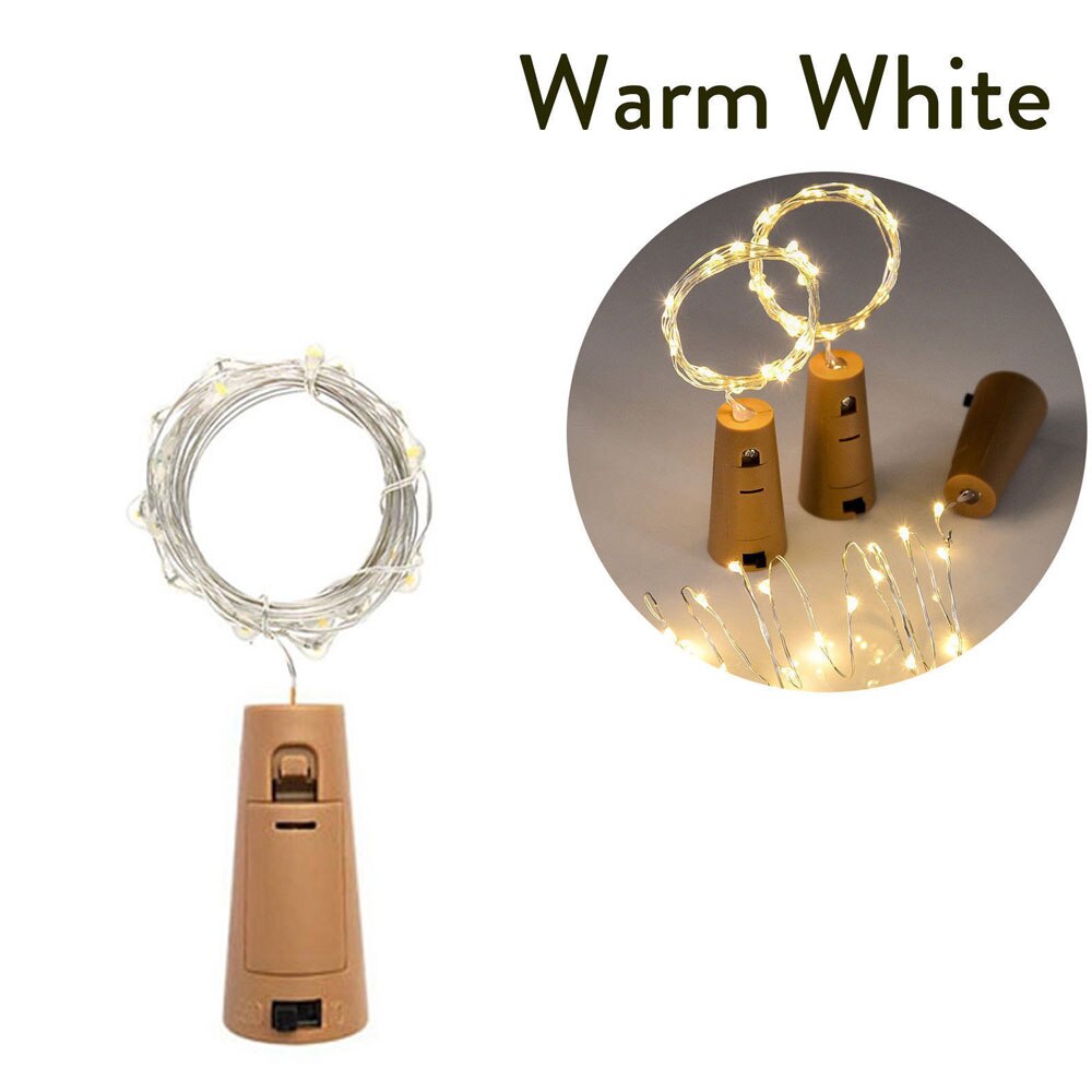3m vinflasker med kork 30 led flaske lys batteri kork til fest bryllup jul halloween bar indretning varm hvid snor lampe: Varm hvid