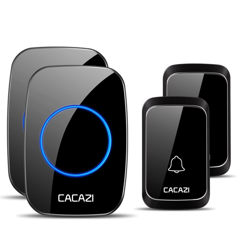 CACAZI Waterproof Wireless Doorbell DC battery-operated 300M Remote Home Cordless Doorbell 1 2 Button x 1 2 3 Receiver Chime