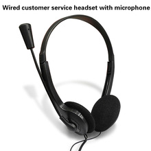 Wired Stereo Headset Noise Cancelling Earphone with Mini Mic for Office Customer Service Adjustable for Computer Laptop Desktop