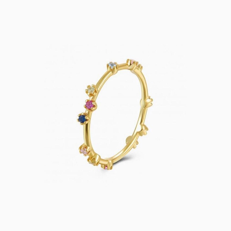 ROXI-Anillo de plata de primera ley y circón para mujer, sortija, plata esterlina 925, Circonia cúbica, zirconia, circonita, zirconita, varios colores, estilo bohemio: 7 / gold