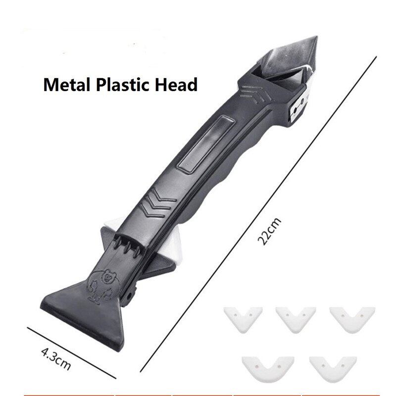3 in 1 Multifunctional Silicone And Metal Remover Caulk Finishing Tool Set Caulk Finisher Sealant Smooth Scraper Grout Kit Tools: metal plastic head