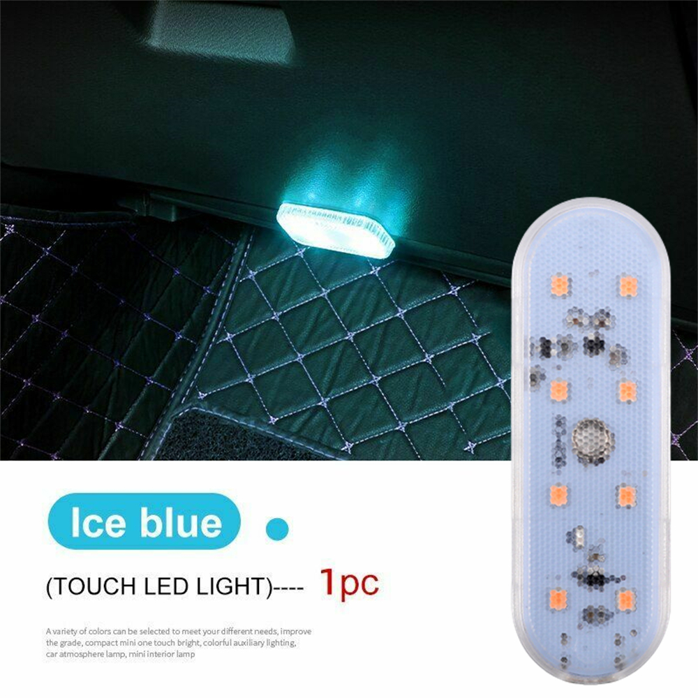 Luz táctil magnética, imanes de techo de mano para coche, lámpara de techo, iluminación interior para coche, luz de lectura nocturna, lámpara de lectura, luces interiores de coche: Cristal azul