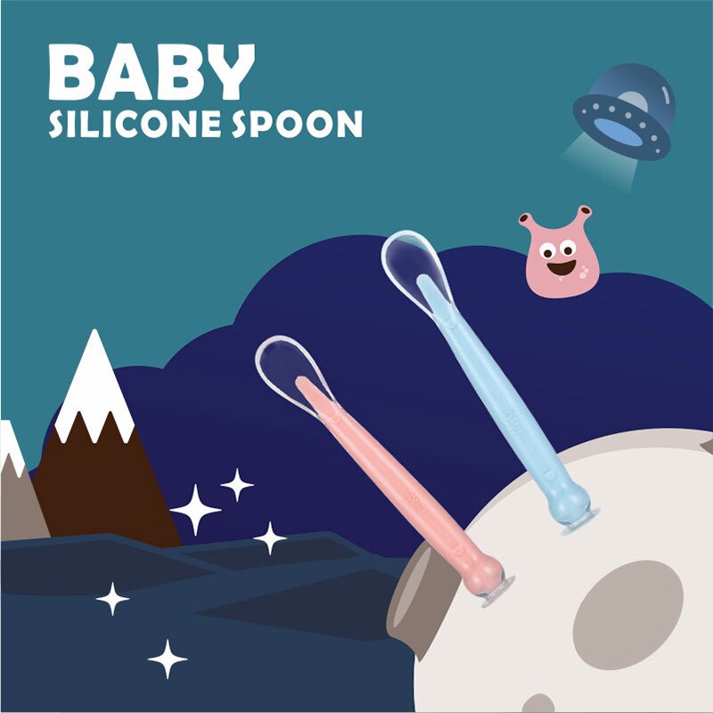 Baby Silikon Weichen Fütterung Löffel Mahlzeit Cartoon Löffel Geschirr Baby Geschirr Lernen Löffel Induktion Löffel Kind Lebensmittel Baby Feed