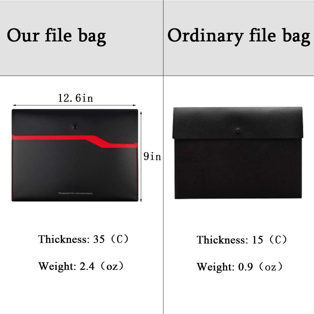 A4 File Envelope Folder Double-Layer Plastic Clip with Snap Fastener Ploy Document File Organizer for School/Home/Office