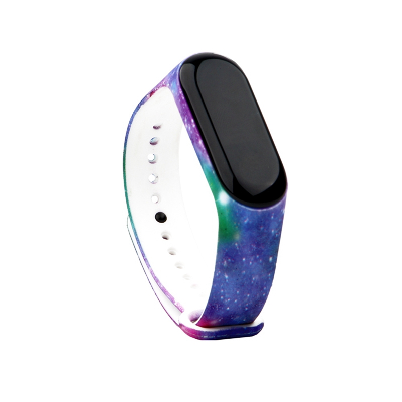 For Xiaomi Mi Band 4 strap camouflage silicone wrist strap replacement Strap for xiaomi mi band 3/4 smart bracelet printing band: Colorful Starry Sky