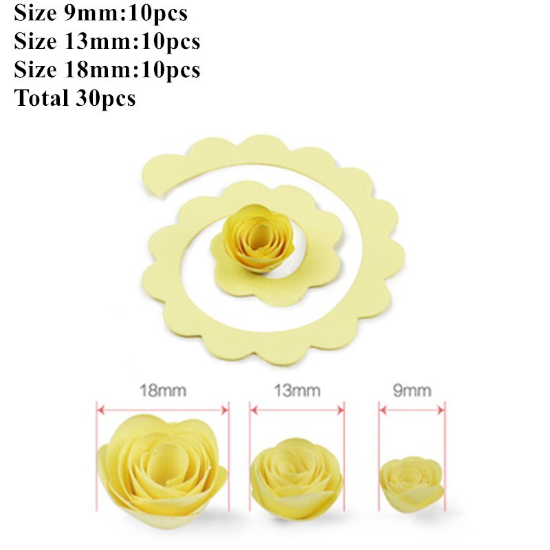 30pcs Multi Size Rose Flower Quilling strisce di carta Craft Make Paper Flowers Kit per Scrapbooking Quilling Paper Set: Light Yellow