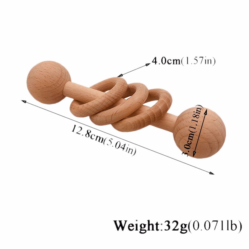 1 Pcs Houten Bijtring Rammelaar Activiteit Gym Speelgoed Houten Lege Ring Kinderziektes Speelgoed Baby Verpleging