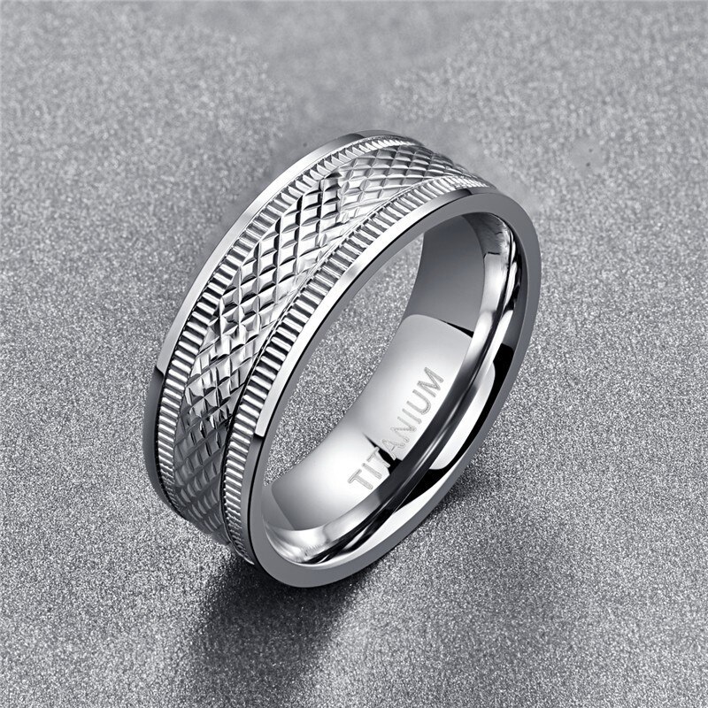 Anillos de acero inoxidable para hombre, anillos de acero de titanio con relieve geométrico cuadrado, joyería de boda para hombre de estilo Punk