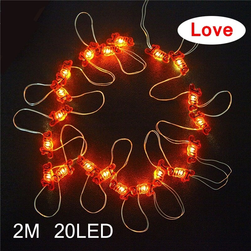 2M 20 LED String Light Cartoon Flamingo Cactus Heart Star Shape String Fairy Lights for Home Bedroom Party Decorations: Love