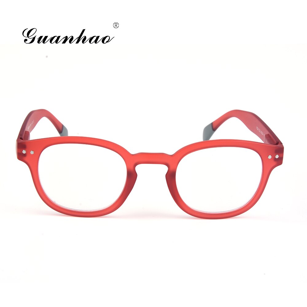 Guanhao klassieke zwarte retro-stijl leesbril met ronde leesbril, heren en dames, unisex, dioptrie presbyopie bril: +100 / Rood