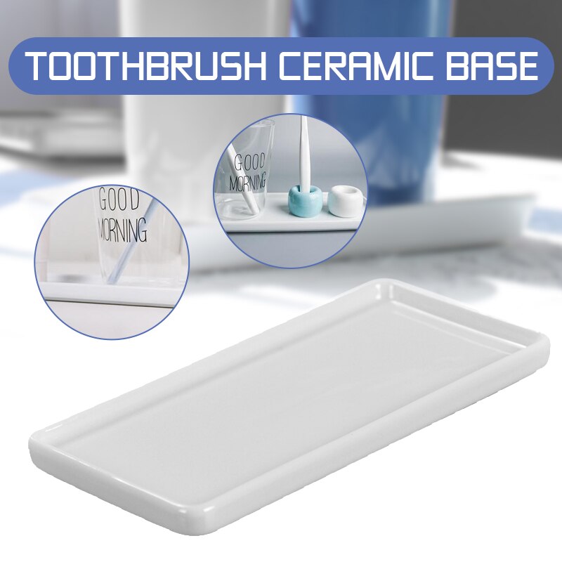 Bathroom Toothbrush Ceramic Base White Porcelain Trays Rectangle Holder Stand Sanitary Storage Bathroom Accessories