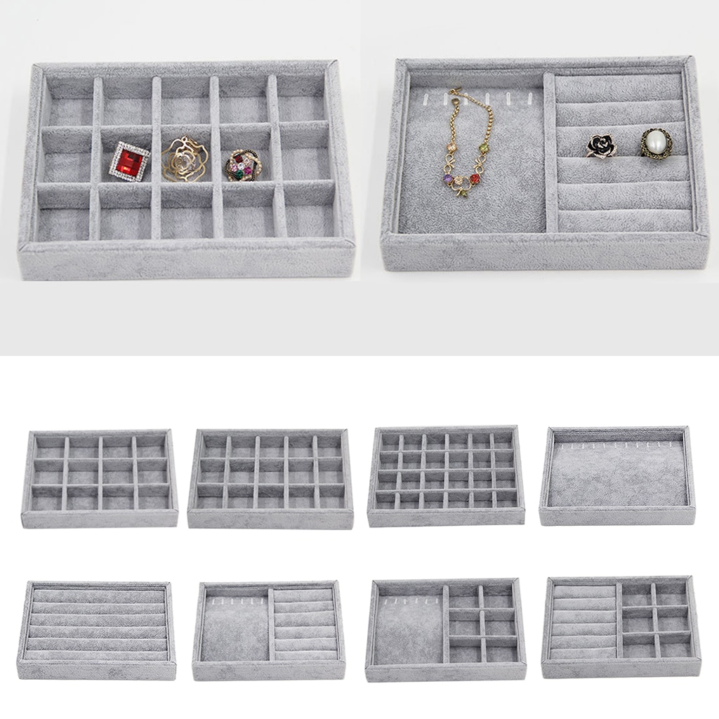 Ring Earrings Bracelet Cufflinks Jewelry Organizer Tray Drawer Insert Display Stand Holder Rack Storage Showcase