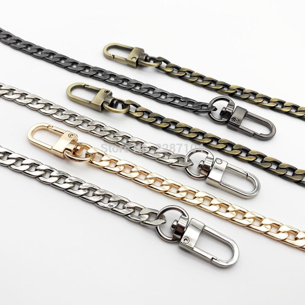 DIY 60mm 120cm Metal Handbag Purse Chain Leather Bag Strap Handle Shoulder Replacement Repair with Double Clasp Snap Clip