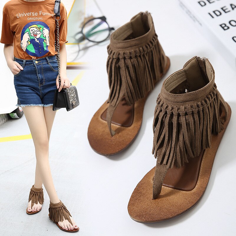 SWYIVY-sandales à pompon pour femmes, chaussures de plage pour femmes, tongs plates, tongs,: brown / 39