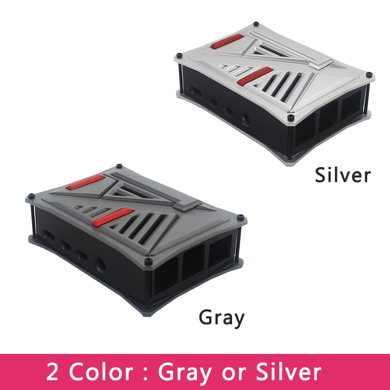 Raspberry Pi 4 Model B ABS Case Silver Gray Plastic Shell Box Optional Dual Cooling Fan SD Card Power Adapter for Raspberry Pi 4