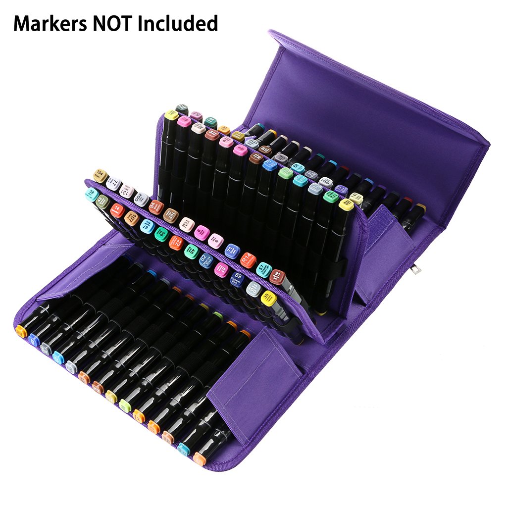 80 Slots Large Capacity Folding Marker Pen Case Art Markers Pen Storage Carrying Bag Durable Sketch Tools Organizer