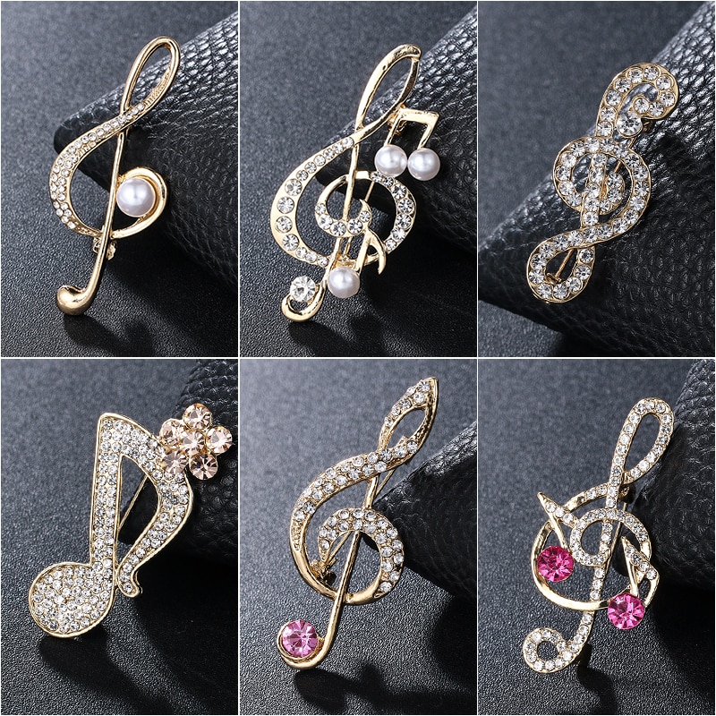 Weimanjingdian Crystal Rhinestones Pave Muzikale Borden Broche Reversspeldjes
