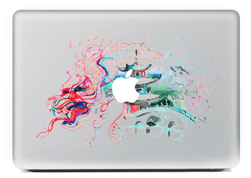 Aquarel architectur persoonlijkheid vinyl decal laptop sticker voor macbook pro air 13 inch cartoon laptop skin shell voor mac boek