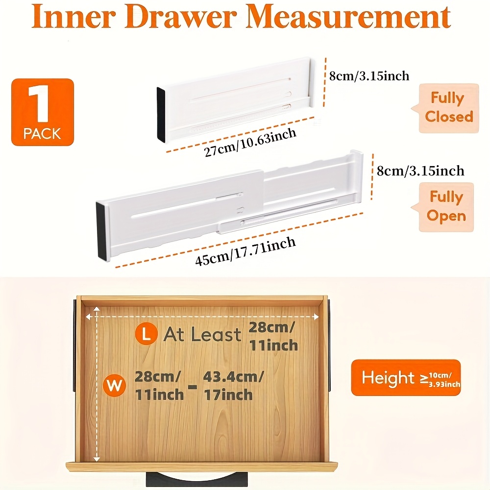 Paquete de 5 divisores de cajones para ropa, organizadores de cajones ajustables, separadores expandibles, organizador de tocador para ropa, cocina