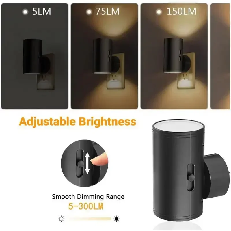 Veilleuse LED à brancher le capteur du crépuscule à l'aube, luminosité réglable, veilleuses à intensité variable pour cuisine, couloir, chambre à coucher, escaliers