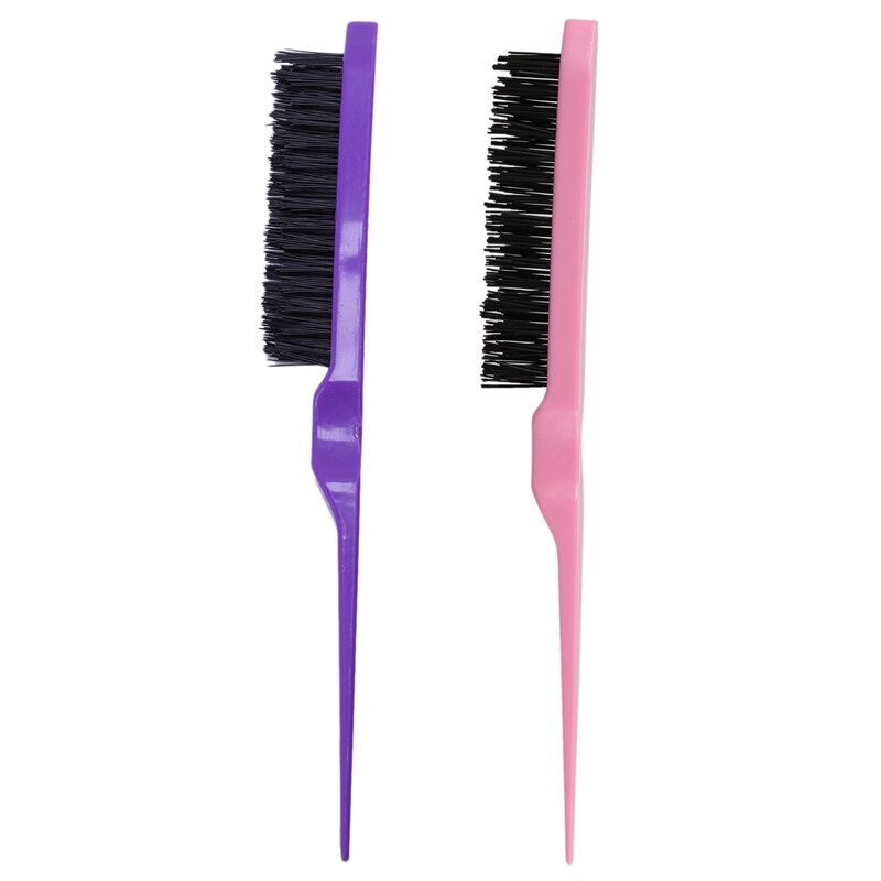 2 stk pro salong frisør erting tilbake hår gre børste slim line styling kam - lilla og rosa