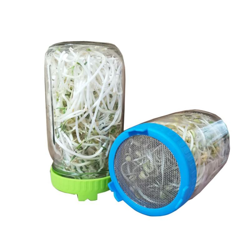 Mason Jar Sprouting Lid Wide Mouth Plastic Mason Cup Large Mason Bottle Type Stainless Steel Split Sprouting Lid Germination Lid