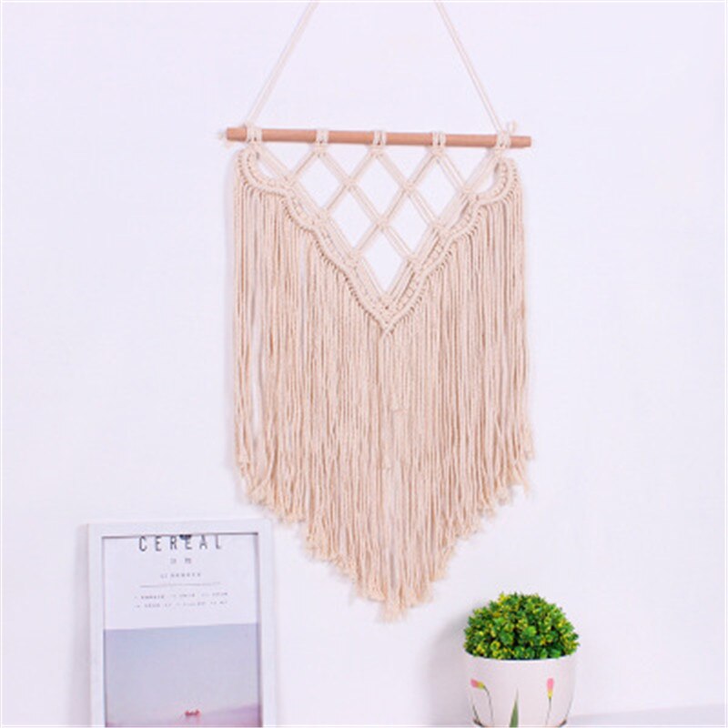 Lune et étoile macramé tapisserie murale suspendus Boho lune étoiles capteur de rêves tenture murale pendentif pour enfants filles chambre décoration: Marron