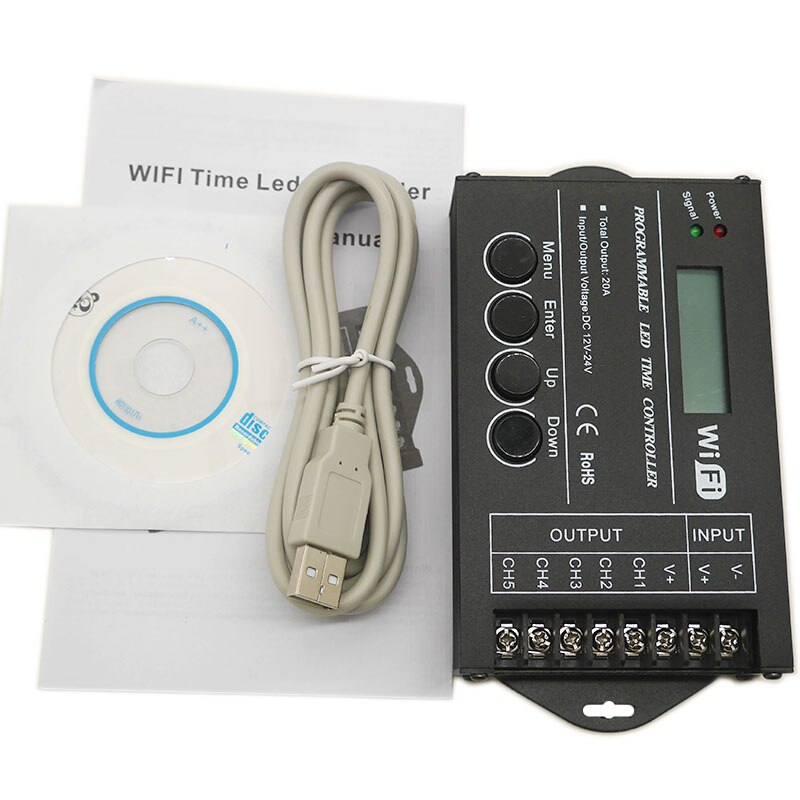 Controlador LED RGB programable de tiempo de DC12V/24 V salida Total de 5 canales 20A ánodo común TC420/TC421