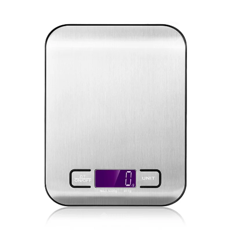 Display LCD da 5/10 kg Bilancia elettronica da cucina digitale Pannello in acciaio inossidabile Ricarica USB Bilancia precisa con piattaforma piccola portatile: Grigio chiaro / 3Kg