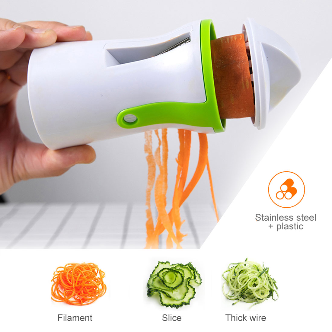 1PC Blades Vegetable Spiralizer Slicer Twister Handheld Spiral Cutter Fruit Grater Cooking Tools Spaghetti Pasta Kitchen Gadget