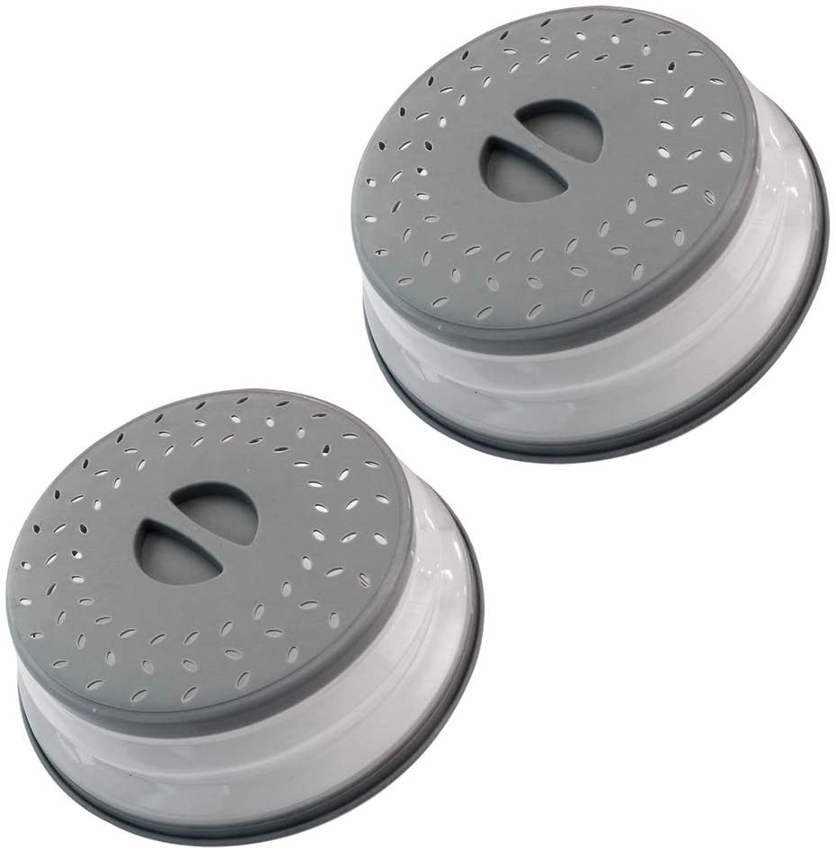 Foldable Microwave Spatter Cover Kitchen Sealing Heating Covers Oil Preventer Cover For Refrigerator Microwave Oven , BPA-Free: Gray x 2