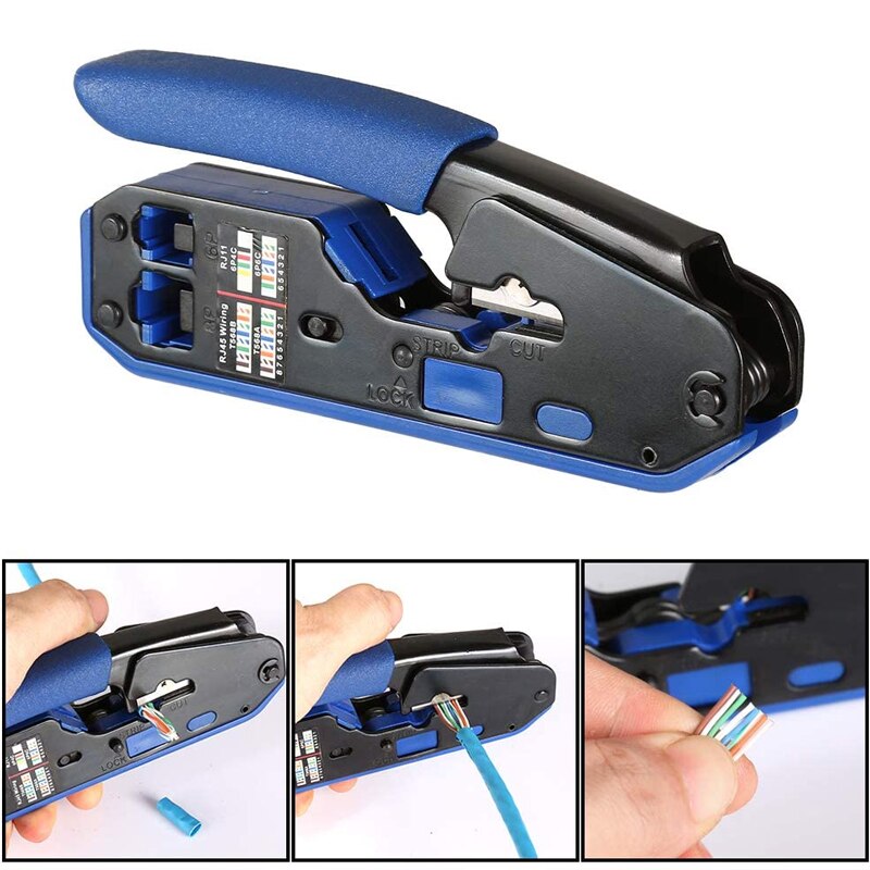 RJ45 Crimping Tool, Network Crimping Tool, Wire Stripper, Wire Stripper for Rj45 Cat6 Cat5E Cat5 Rj11 Rj12 Connector