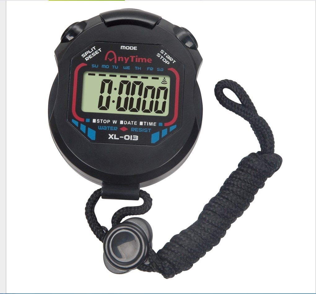 Classic Digital Handheld LCD Chronograph Sports Stopwatch Timer Stop Watch With String