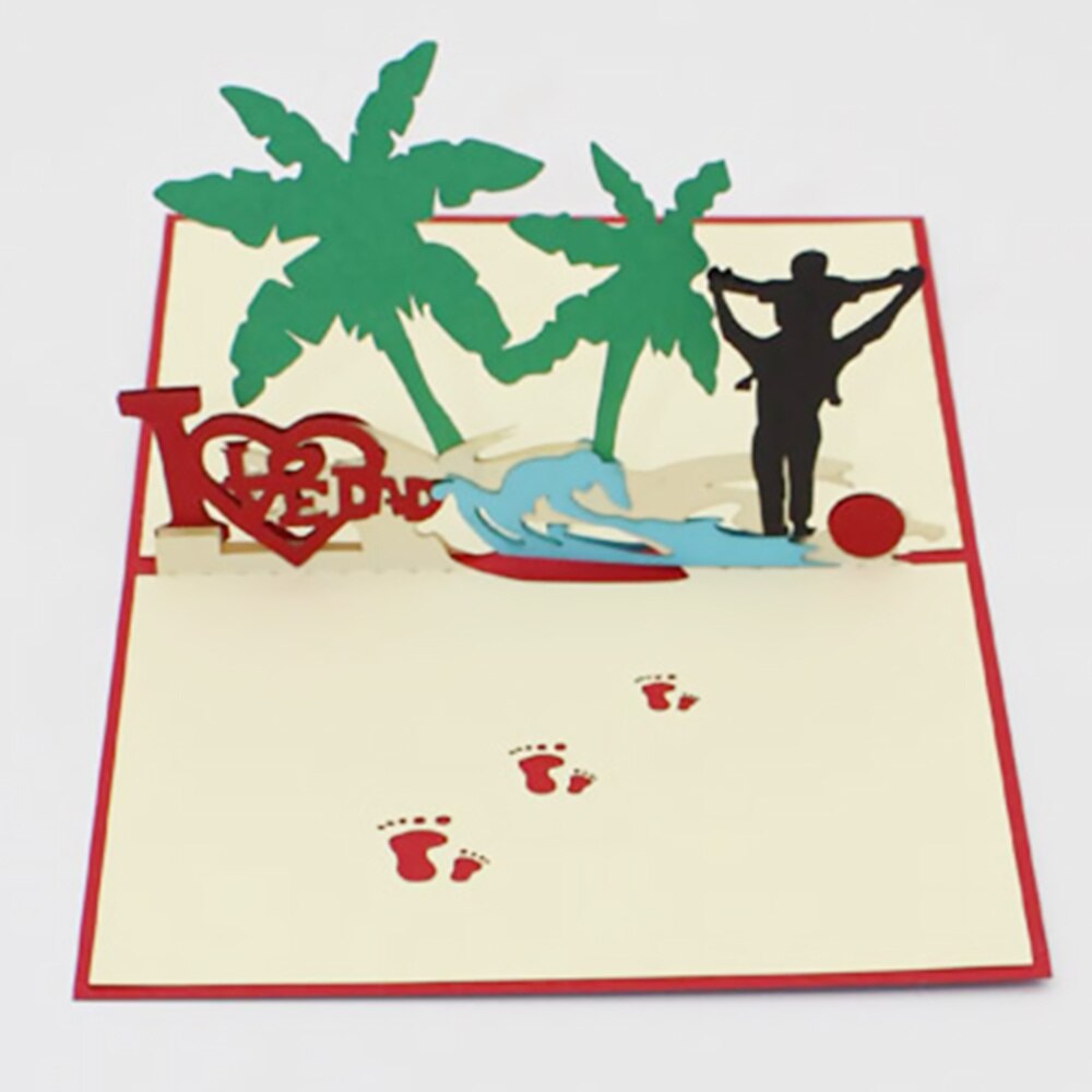 1pc 3D Stereoscopic Card Interesting Delicate Wish Card Blessing Card Greeting Card for Festival Father Dad
