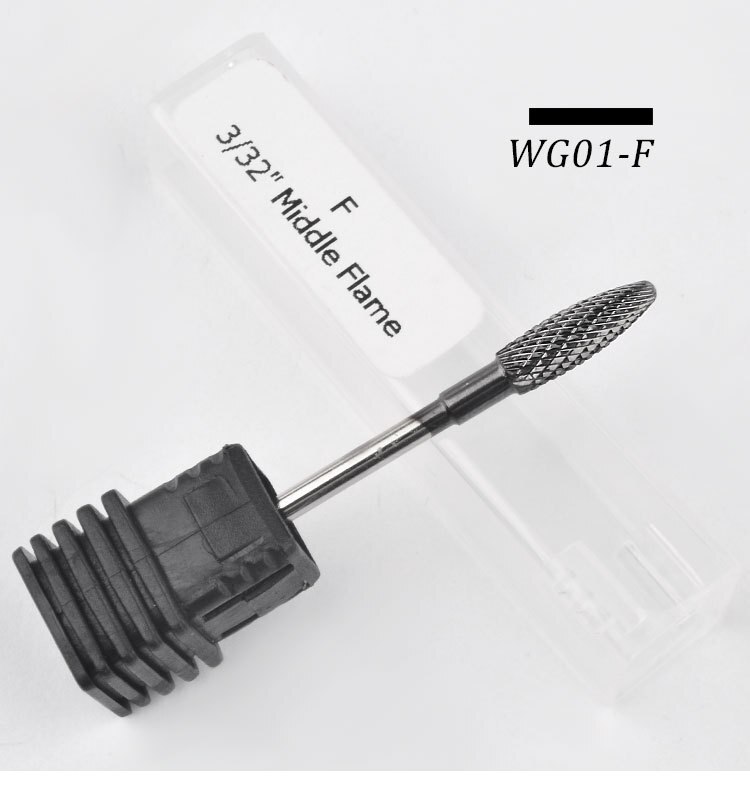 Tungsten Carbide Nail Drill Bit 3/32 "Zwart Titanium Coated Burr Bits voor Manicure Boor Accessoires Nail Art tool: WG01-F