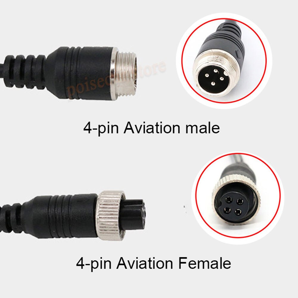 16FT 5M 5pcs Car Video Extension Cable 4-Pin Aviation Connector car camera Video For Camera DVR