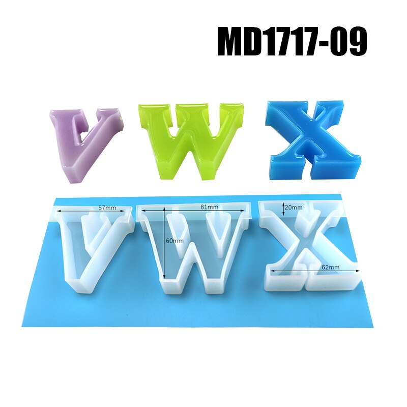 Moldes de silicone 26 letras inglês alfabeto resina fundição moldes de silicone diy fazendo ferramentas para casa letras decorativas: md1717-09