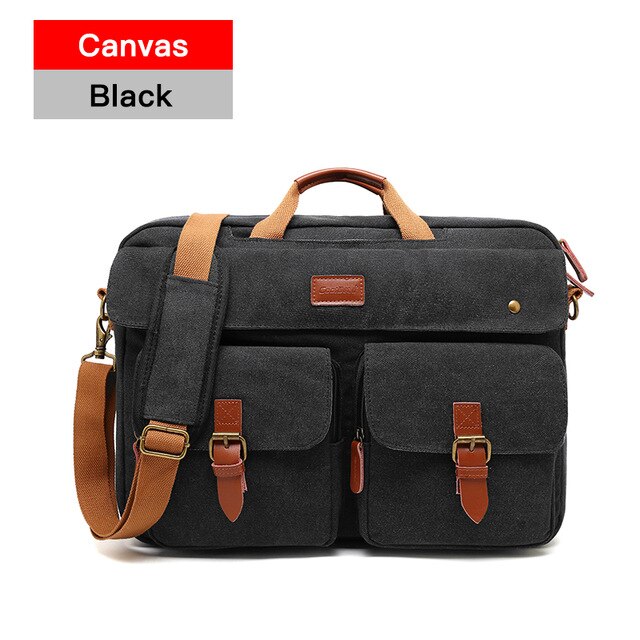 COOLBELL Backpack 17.3Inch Laptop Backpack Convertible Business Bag Casual Portable Multifunctional Ttravel Student Bag: CANVS BLACK