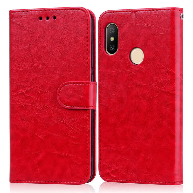 Voor Coque Xiaomi Mi A2 Lite Case Lederen Silicon Flip Case Voor Xiaomi Mi A2 Telefoon Case Voor Xiaomi Mi een 2 A2lite MiA2 Wallet Case: For Mi A2 Lite / Red