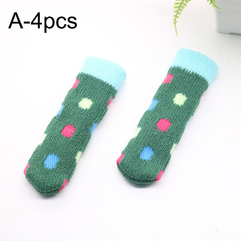 4Pcs Cartoon Striped Table Foot socks Chair Leg Covers Floor Protectors Non-Slip Knitting Socks For Furniture Home Decoration: A