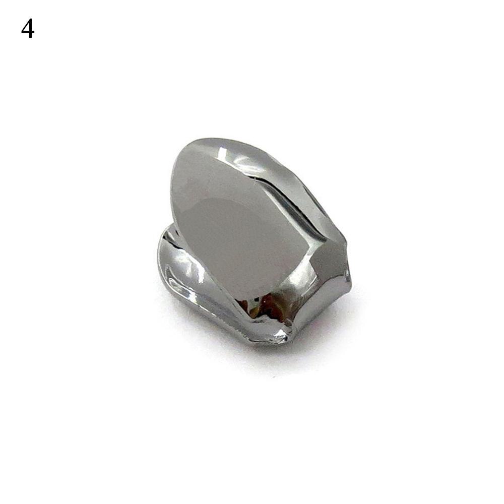 Solo Metal Rock rapero Cross Grills Tooth Cap decoración de dientes de Hip Hop Cosplay joyería Dental parrillas: Rodio plateado