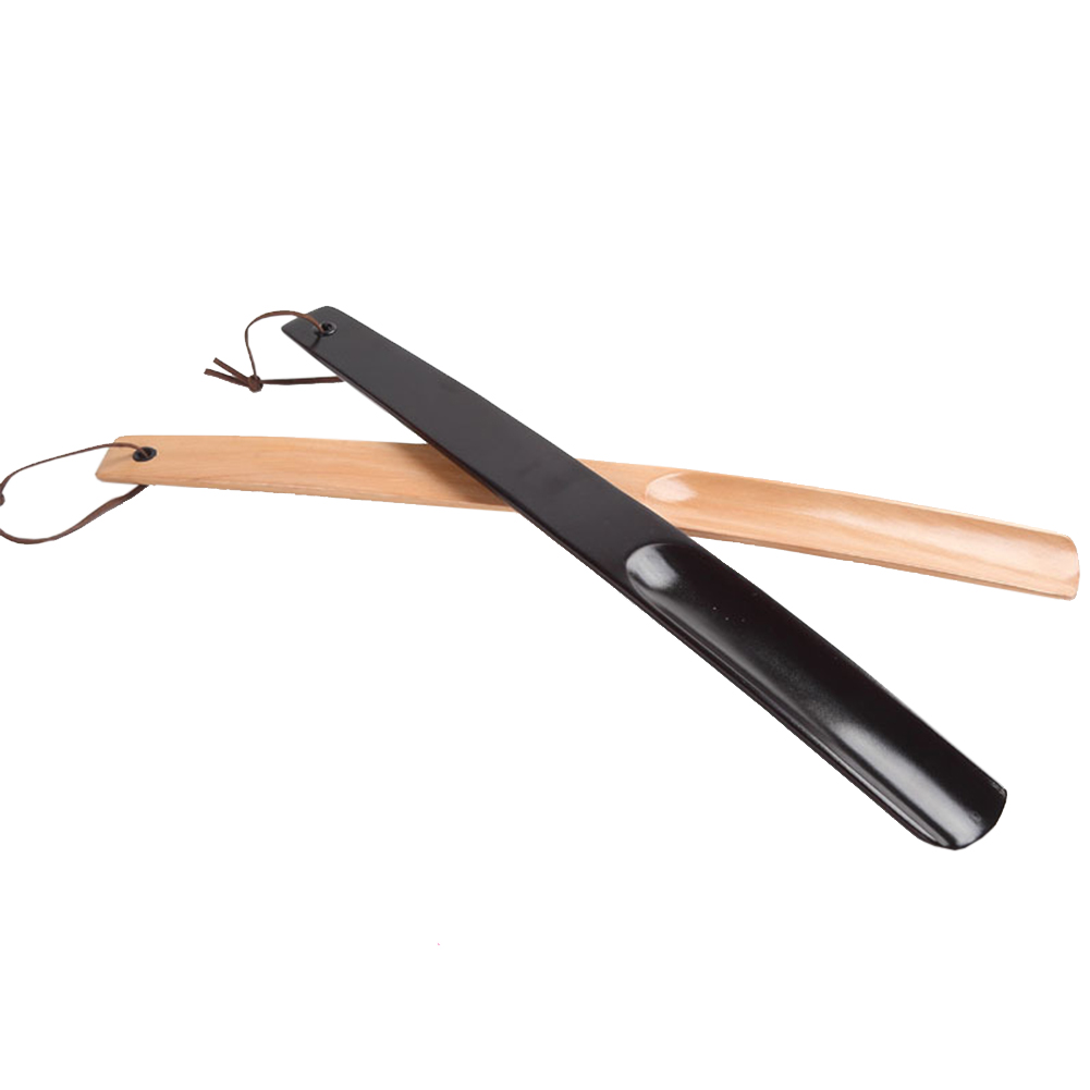 Houten schoenlepel met lange steel, geschikt voor hotellaarzen, geurbestendig, draagbaar, lepeltje, thuis, atletisch, ophanglus, willekeurige kleur