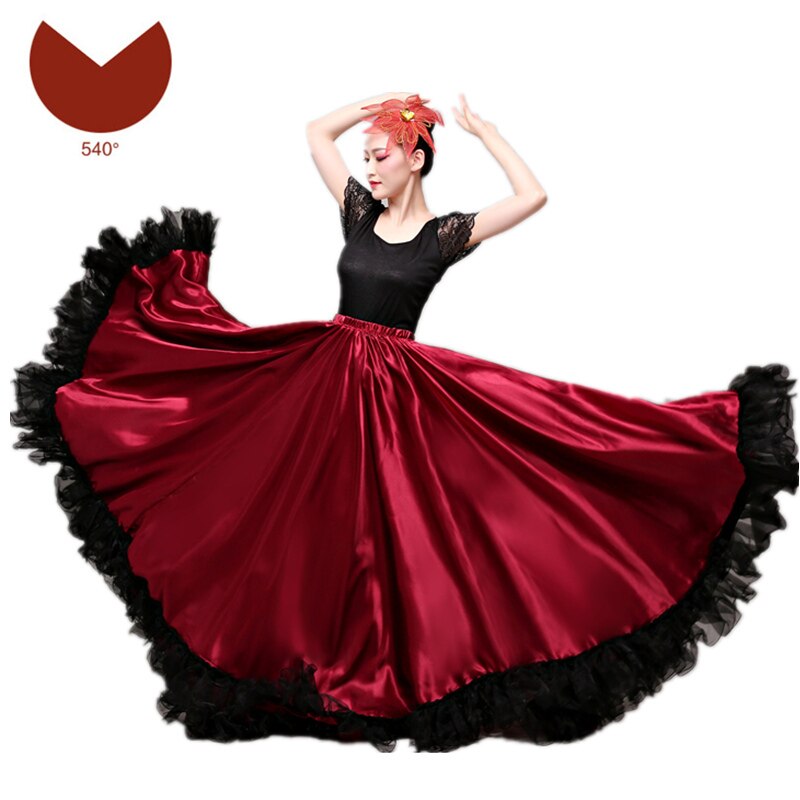 Flamenco Röcke Spanisch Kleid für Frauen tanzen Kostümich Zigeuner schwingen Felsen Chor Bühne Leistung Spanien Stierkampf Bigdance: Farbe3 540