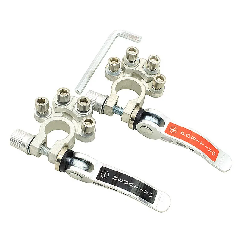 1 Pair Car Battery Terminals 12V Auto Battery Terminal Connector Battery Bornes Cable Terminal Adapter Copper Clamps Clip Screw: WHITE