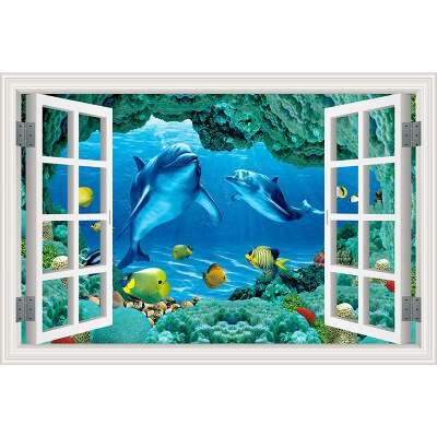 Nature Landscape Flowers 3D Window Art Wall Decal Waterproof Removable Wallpaper Scenery Mural Sticker Home Decor Poster: ZN35