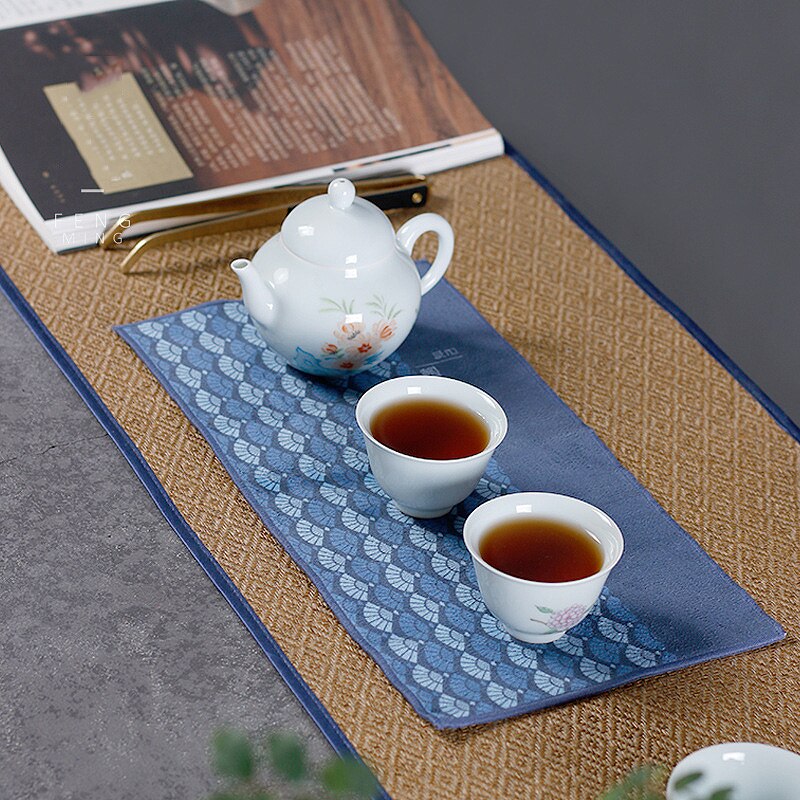 Paño de té de gamuza para el hogar, paño grueso de limpieza de mesa, accesorios de té de Kung Fu absorbente fuerte, de algodón