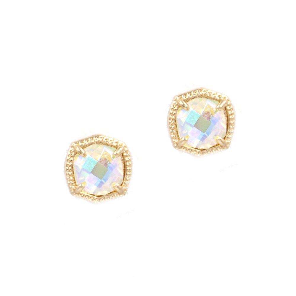Simple 5 Colors Geometric Candy AB Crystal Hexagon Pendant Necklace For Women: Gold AB E