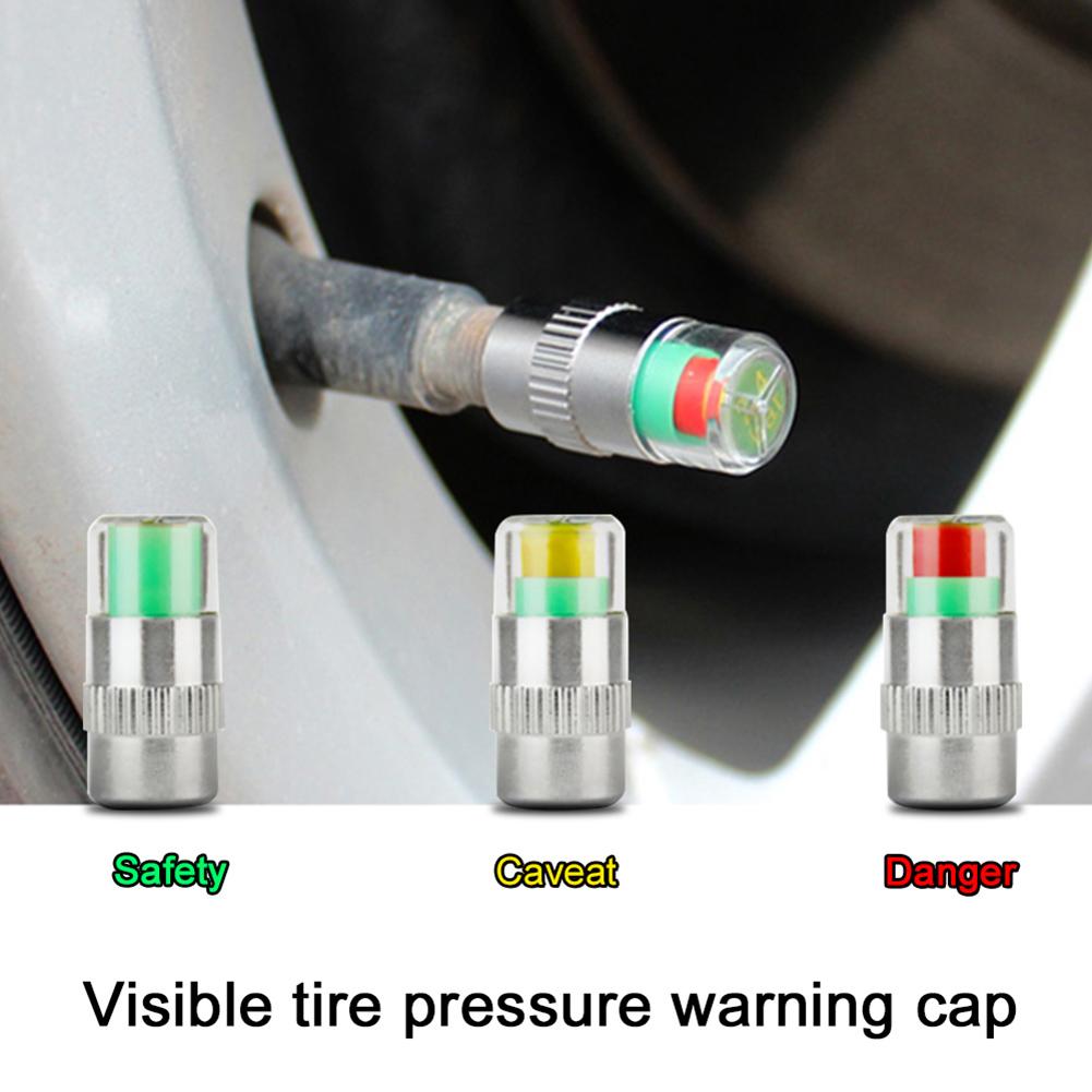 4 Stuks Auto Auto Tire Pressure Monitor Band Gage Alert Sensor Indicator Valve Caps